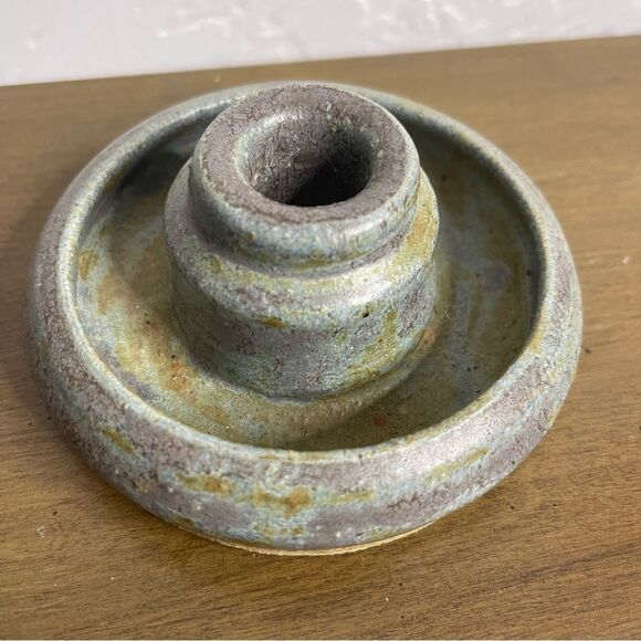 Handmade Studio Pottery Pillar Candle Holder Handmade One of a Kind - Picture 2 of 10